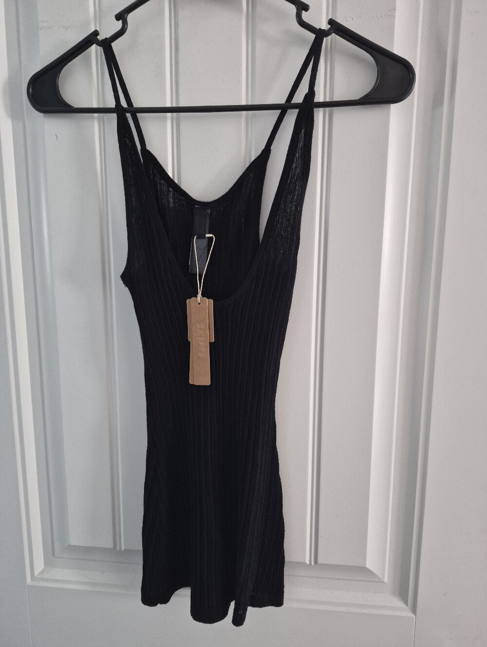 SKIMS Black Ribbed Sheer Knit Tank - Sz XS